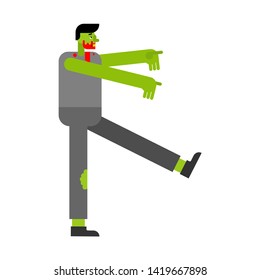 Zombie Walking isolated. green dead go. Vector