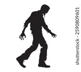 Zombie walking silhouette vector illustration	