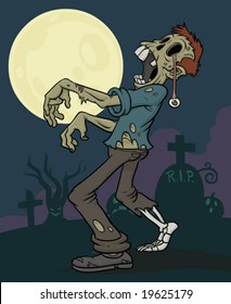 Zombie walking through graveyard