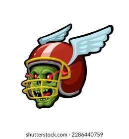 Zombie wear Rugby Helmet Sticker Mascot Cartoon illustration vector