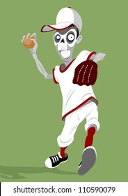 zombie in white uniform playing baseball