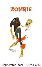 Zombie without head. Flat illustration of zombie