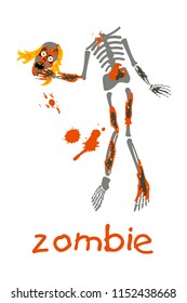 Zombie without head. Flat illustration of zombie