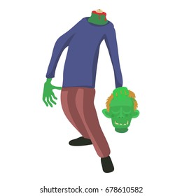 Zombie without head icon. Cartoon illustration of zombie vector icon for web