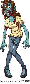 Zombie woman screaming. Vector clip art illustration with simple gradients. All in a single layer.