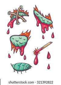 Zombie wounds kit. Isolated vector illustrations