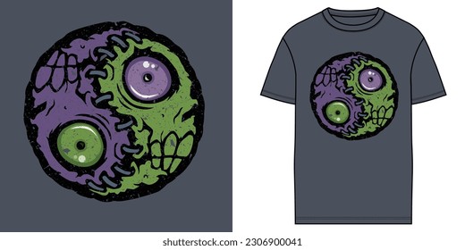 Zombie Yin-Yang amazing t shirt print design and also for hoodie 100% Vector