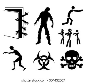 Zombies Apocalypse Sign and Symbols - Vector icon set EPS8