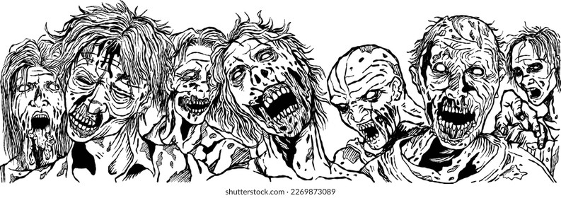 Zombies apocalypse undead doodle art