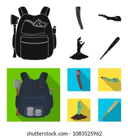 Zombies and Attributes black, flat icons in set collection for design. Dead man vector symbol stock web illustration.