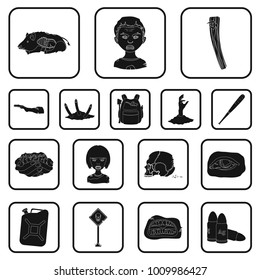 Zombies and Attributes black icons in set collection for design. Dead man vector symbol stock web illustration.