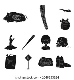 Zombies and Attributes black icons in set collection for design. Dead man vector symbol stock web illustration.