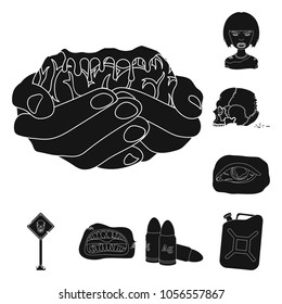 Zombies and Attributes black icons in set collection for design. Dead man vector symbol stock web illustration.