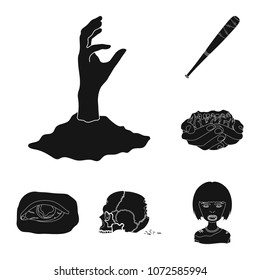 Zombies and Attributes black icons in set collection for design. Dead man vector symbol stock web illustration.