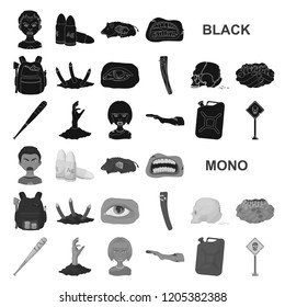 Zombies and Attributes black icons in set collection for design. Dead man vector symbol stock web illustration.