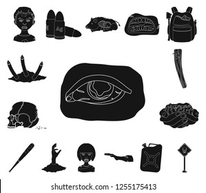 Zombies and Attributes black icons in set collection for design. Dead man vector symbol stock web illustration.
