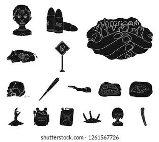 Zombies and Attributes black icons in set collection for design. Dead man vector symbol stock web illustration.