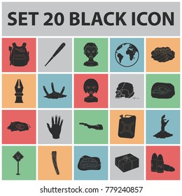 Zombies and Attributes black icons in set collection for design. Dead man vector symbol stock web illustration.