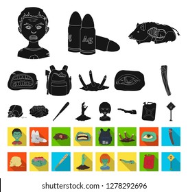 Zombies and Attributes black,flat icons in set collection for design. Dead man vector symbol stock web illustration.