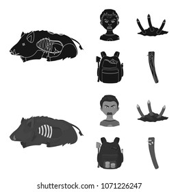 Zombies and Attributes black,monochrom icons in set collection for design. Dead man vector symbol stock web illustration.
