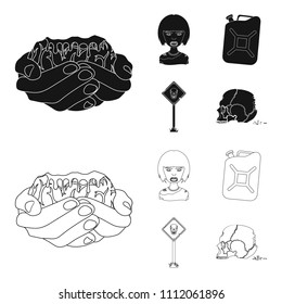 Zombies and Attributes black,outline icons in set collection for design. Dead man vector symbol stock web illustration.