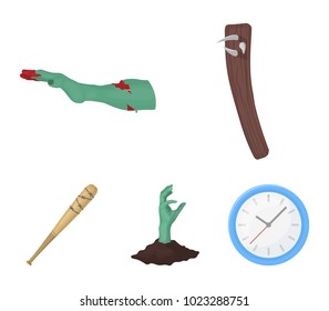Zombies and Attributes cartoon icons in set collection for design. Dead man vector symbol stock web illustration.