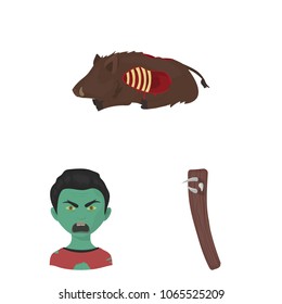 Zombies and Attributes cartoon icons in set collection for design. Dead man vector symbol stock web illustration.
