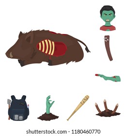 Zombies and Attributes cartoon icons in set collection for design. Dead man vector symbol stock web illustration.