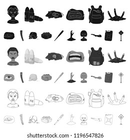 Zombies and Attributes cartoon icons in set collection for design. Dead man vector symbol stock web illustration.