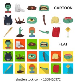 Zombies and Attributes cartoon icons in set collection for design. Dead man vector symbol stock web illustration.