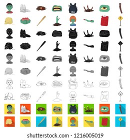 Zombies and Attributes cartoon icons in set collection for design. Dead man vector symbol stock web illustration.