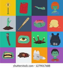 Zombies and Attributes cartoon icons in set collection for design. Dead man vector symbol stock web illustration.