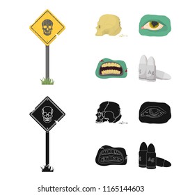 Zombies and Attributes cartoon,black icons in set collection for design. Dead man vector symbol stock web illustration.
