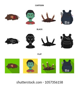 Zombies and Attributes cartoon,black,flat icons in set collection for design. Dead man vector symbol stock web illustration.