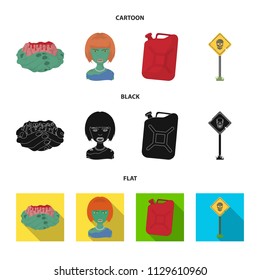 Zombies and Attributes cartoon,black,flat icons in set collection for design. Dead man vector symbol stock web illustration.