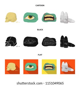 Zombies and Attributes cartoon,black,flat icons in set collection for design. Dead man vector symbol stock web illustration.