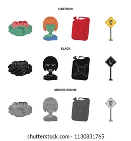 Zombies and Attributes cartoon,black,monochrome icons in set collection for design. Dead man vector symbol stock web illustration.