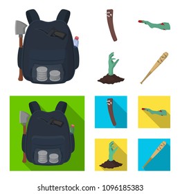 Zombies and Attributes cartoon,flat icons in set collection for design. Dead man vector symbol stock web illustration.