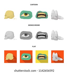Zombies and Attributes cartoon,flat,monochrome icons in set collection for design. Dead man vector symbol stock web illustration.