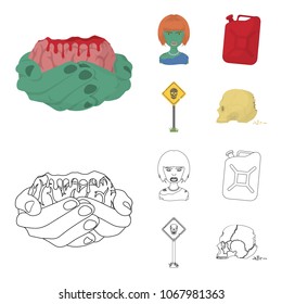 Zombies and Attributes cartoon,outline icons in set collection for design. Dead man vector symbol stock web illustration.