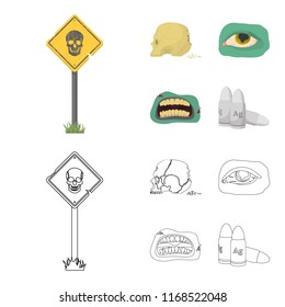 Zombies and Attributes cartoon,outline icons in set collection for design. Dead man vector symbol stock web illustration.