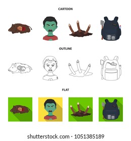 Zombies and Attributes cartoon,outline,flat icons in set collection for design. Dead man vector symbol stock web illustration.