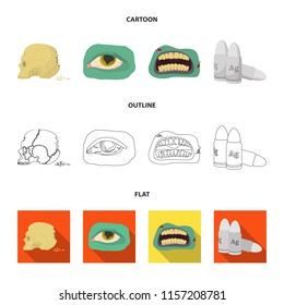 Zombies and Attributes cartoon,outline,flat icons in set collection for design. Dead man vector symbol stock web illustration.