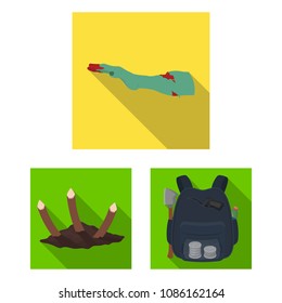 Zombies and Attributes flat icons in set collection for design. Dead man vector symbol stock web illustration.