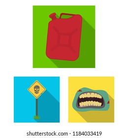 Zombies and Attributes flat icons in set collection for design. Dead man vector symbol stock web illustration.
