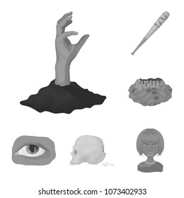 Zombies and Attributes monochrome icons in set collection for design. Dead man vector symbol stock web illustration.