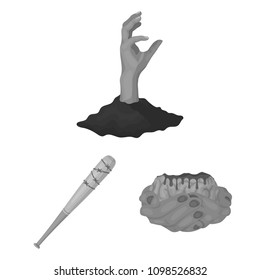 Zombies and Attributes monochrome icons in set collection for design. Dead man vector symbol stock web illustration.