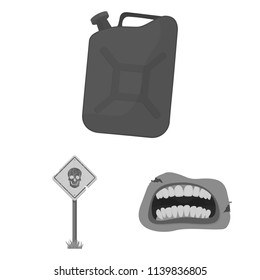 Zombies and Attributes monochrome icons in set collection for design. Dead man vector symbol stock web illustration.