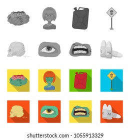 Zombies and Attributes monochrome,flat icons in set collection for design. Dead man vector symbol stock web illustration.