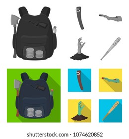 Zombies and Attributes monochrome,flat icons in set collection for design. Dead man vector symbol stock web illustration.